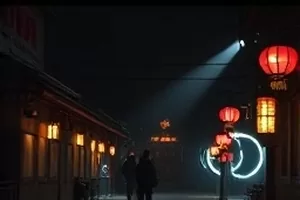月光下的道歉长镜头里两人站在门廊